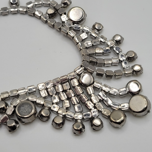 VTG Jewelry Set | Silver Tone & Clear Rhinestones | Unsigned - Picture 7 of 12